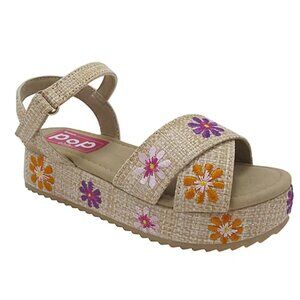 Pop Girls Pop Laia Floral Platform Sandals, Natural Multi, Size 12 M NEW